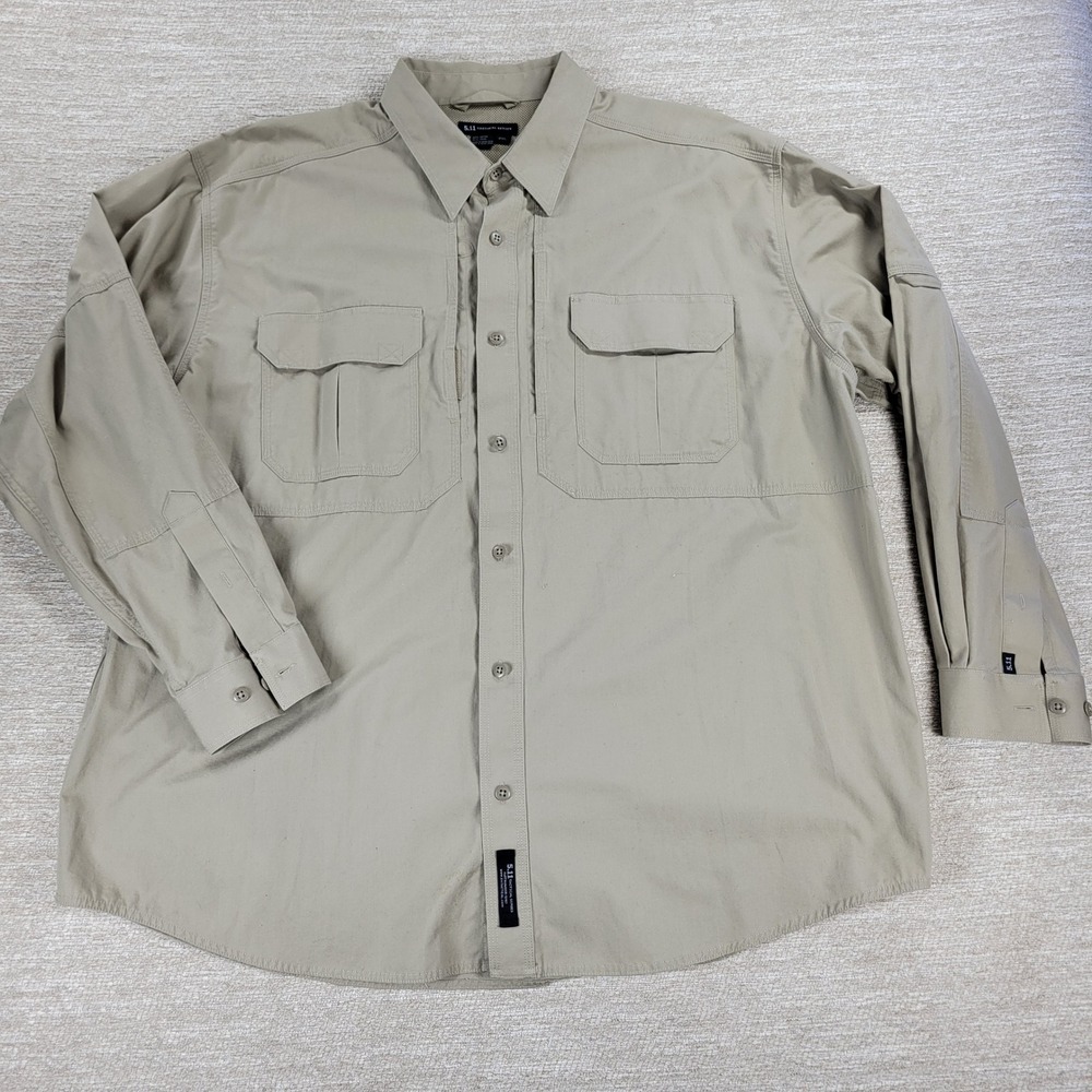 5.11 Tactical Series Shirt 2XL Mens Khaki Ventilated Field Utility Discontinued